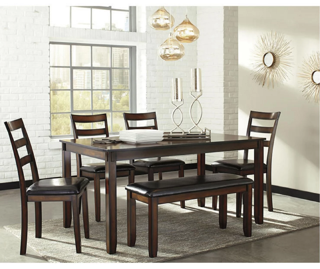 Coviar 6-Piece Dining Set With Bench 3 Coviar 6-Piece Dining Set With Bench - Image 3