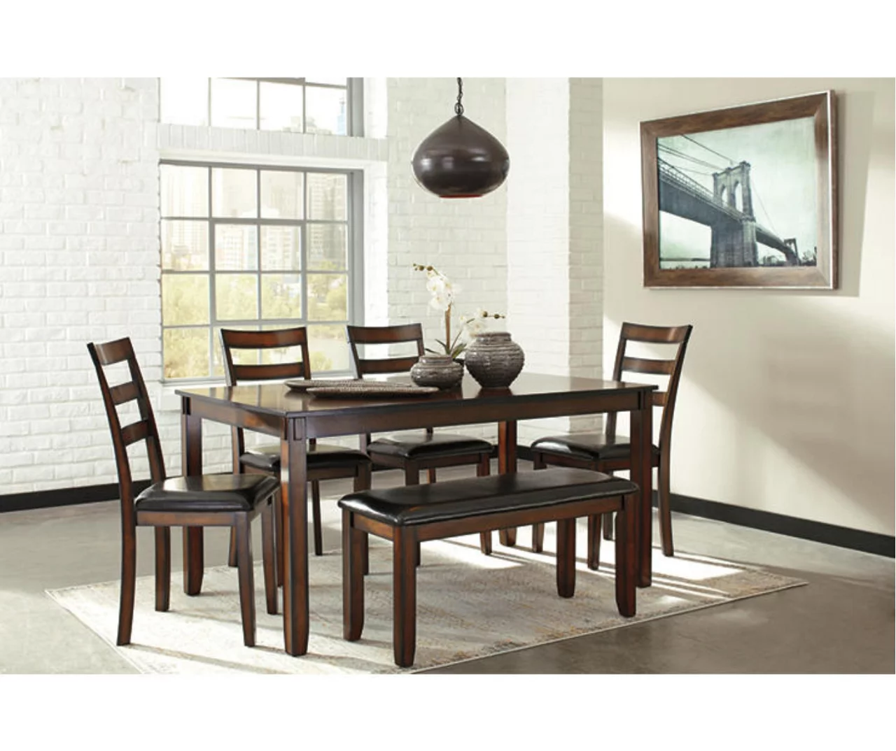 Coviar 6-Piece Dining Set With Bench 4 Coviar 6-Piece Dining Set With Bench - Image 4