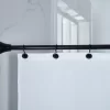 Black Adjustable Shower Rod & Hook Set