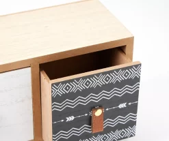 Bohemian Farmhouse Tri-Color Geometric 3-Drawer Tabletop Cabinet -Deco Haven Shop 810602510 A8 2