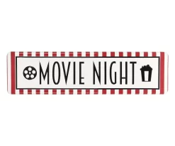 "Movie Night" Red & White Embossed Metal Wall Sign
