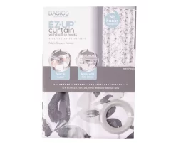 Basics By Zenna Home Watercolor Botanical EZ-Up Fabric Shower Curtain