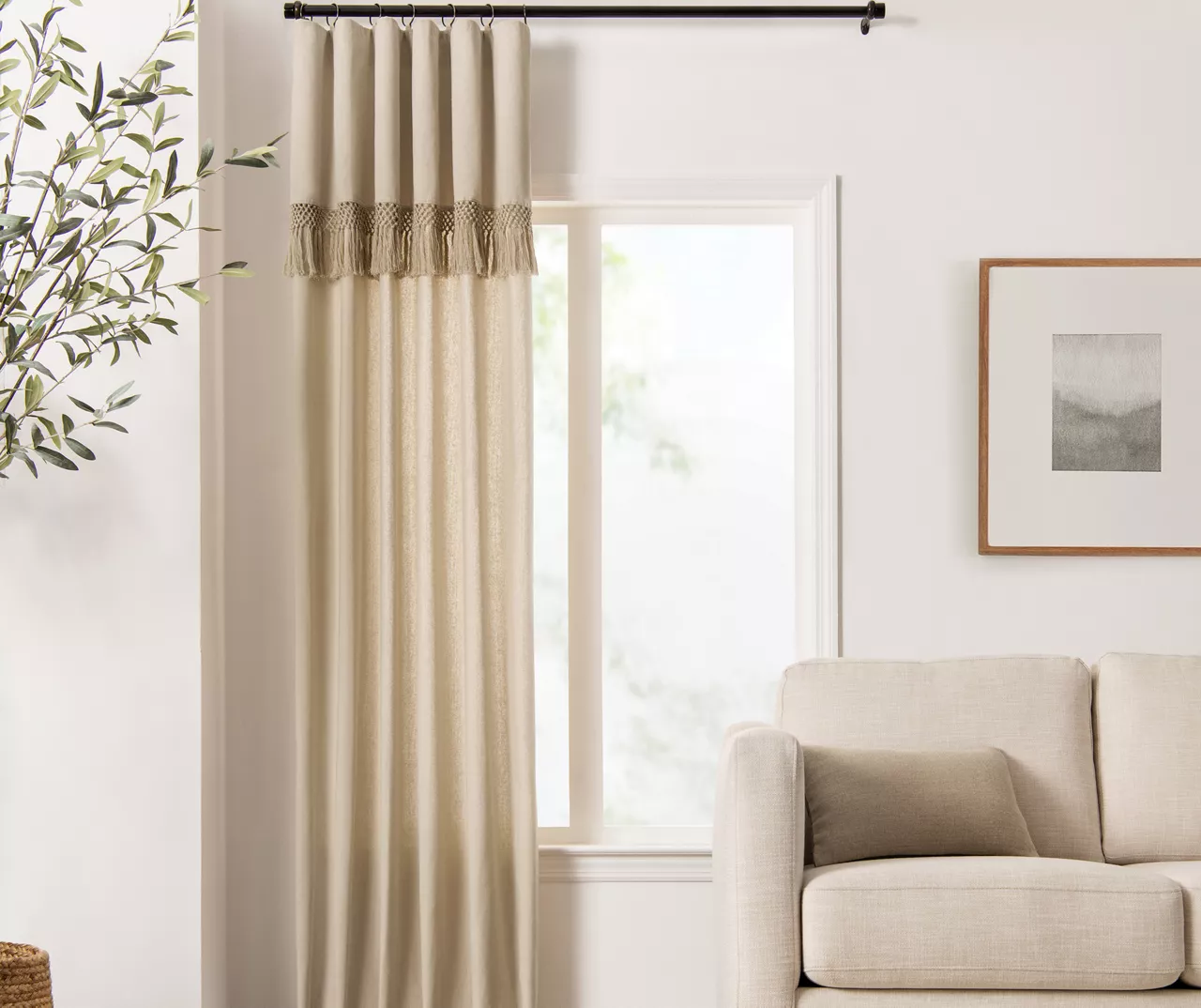 Lucinda Beige Light-Filtering Ring-Top Valance, (108") 3 Lucinda Beige Light-Filtering Ring-Top Valance, (108") - Image 3