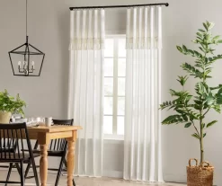 Lucinda Ivory Light-Filtering Ring-Top Valance, (84") -Deco Haven Shop 810605640 810605641 810605642 810605643 A8 2 3