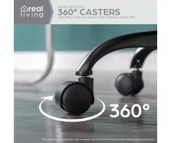 Cream Faux Wool Boucle Rolling Swivel Office Chair -Deco Haven Shop 810606674 A0 6