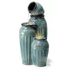 Turquoise Glaze Pot 4-Tier LED Water Fountain