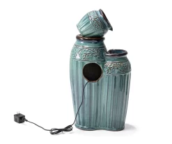 Turquoise Glaze Pot 4-Tier LED Water Fountain -Deco Haven Shop 810607345 A0 10