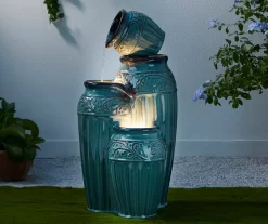 Turquoise Glaze Pot 4-Tier LED Water Fountain -Deco Haven Shop 810607345 A0 2