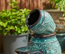 Turquoise Glaze Pot 4-Tier LED Water Fountain -Deco Haven Shop 810607345 A0 5