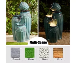 Turquoise Glaze Pot 4-Tier LED Water Fountain -Deco Haven Shop 810607345 A0 8