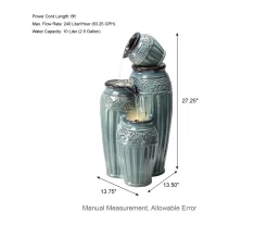 Turquoise Glaze Pot 4-Tier LED Water Fountain -Deco Haven Shop 810607345 A0 9