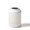 White Flower Cut-Out Metal LED Solar Lantern