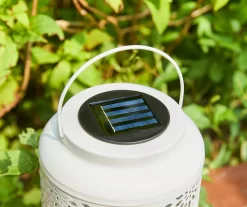 White Flower Cut-Out Metal LED Solar Lantern -Deco Haven Shop 810607500 A0 4