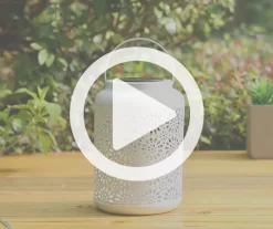 White Flower Cut-Out Metal LED Solar Lantern -Deco Haven Shop 810607500 V0