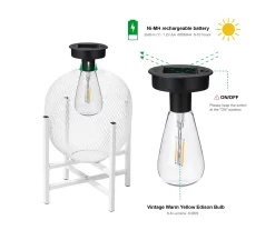 11.5" White Mesh Metal LED Solar Lanterns, 2-Pack -Deco Haven Shop 810607501 A0 10