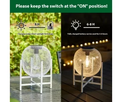 11.5" White Mesh Metal LED Solar Lanterns, 2-Pack -Deco Haven Shop 810607501 A0 8