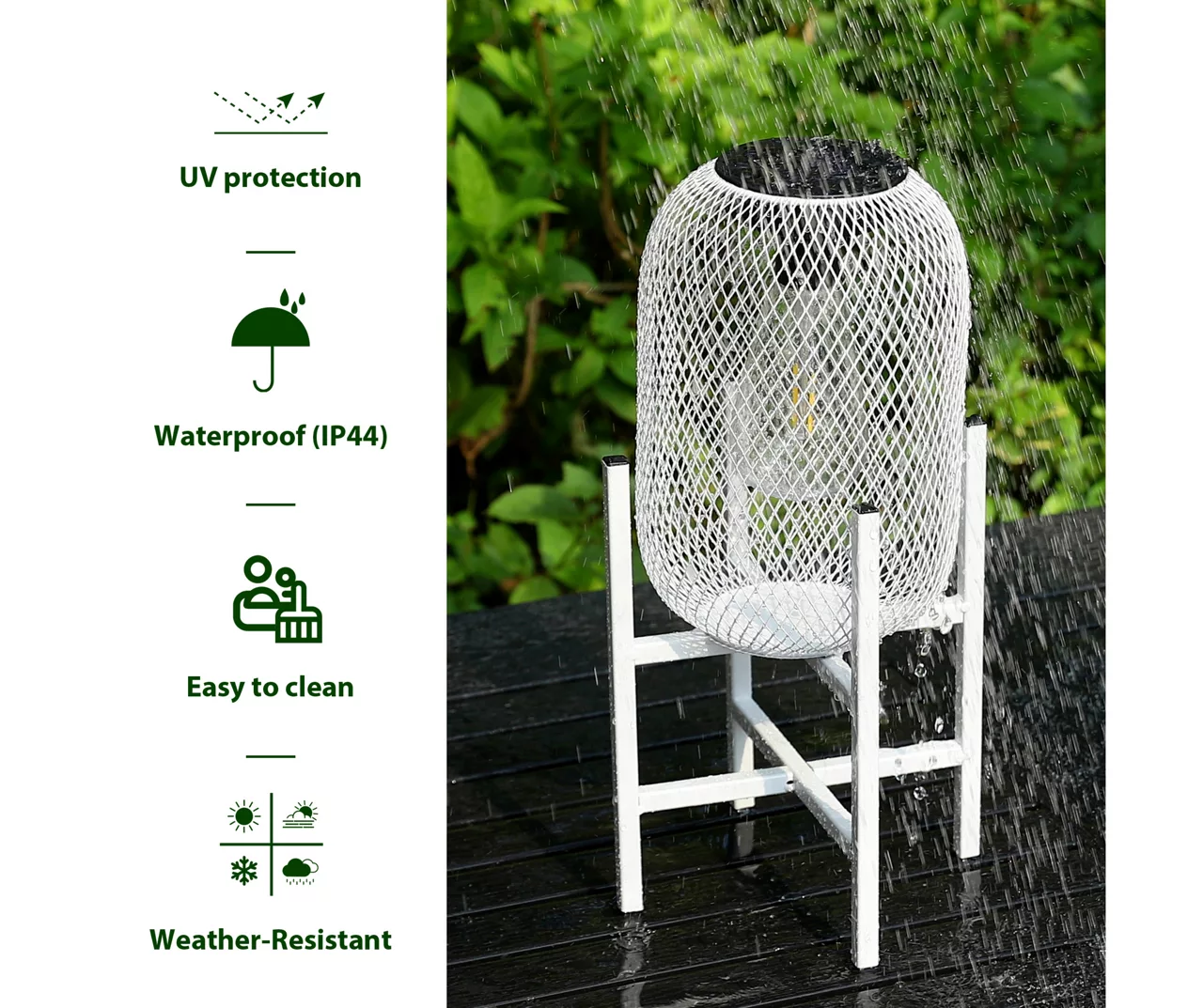 14.2" White Mesh Metal LED Solar Lanterns, 2-Pack 10 14.2" White Mesh Metal LED Solar Lanterns, 2-Pack - Image 10