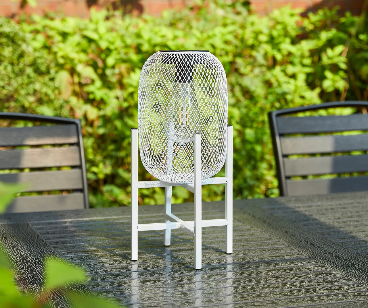 14.2" White Mesh Metal LED Solar Lanterns, 2-Pack 5 14.2" White Mesh Metal LED Solar Lanterns, 2-Pack - Image 5