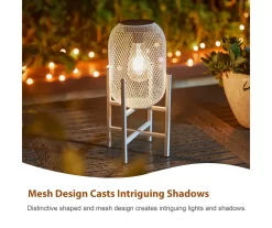 14.2" White Mesh Metal LED Solar Lanterns, 2-Pack 19 14.2" White Mesh Metal LED Solar Lanterns, 2-Pack -Deco Haven Shop 810607503 A0 8