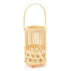 Woven Rattan, Wood & Glass LED Candle Lantern