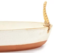 13.5" Artisan Ceramic Decorative Tray With Braided Handles -Deco Haven Shop 810609480 A8 1