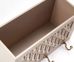 Taupe Rectangle-Cutout Patterned Wall Bin With Hooks -Deco Haven Shop 810609572 A8 4