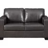 Morelos Gray Leather Loveseat