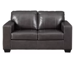 Morelos Gray Leather Loveseat
