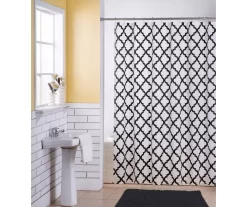 Black & White Quatrefoil Lattice 14-Piece Shower Curtain & Rug Set