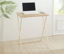 Wood Look Folding Table With USB Charging 12 Wood Look Folding Table With USB Charging -Deco Haven Shop 810612178 B0 1
