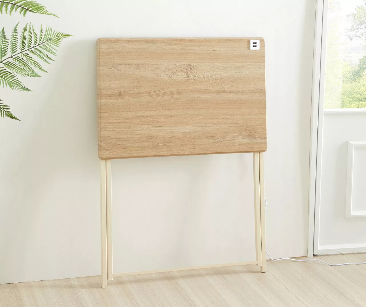 Wood Look Folding Table With USB Charging 4 Wood Look Folding Table With USB Charging - Image 4