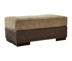 Alesbury Brown Faux Leather Ottoman -Deco Haven Shop 810612254 1
