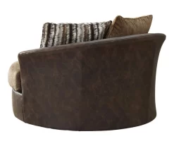 Alesbury Brown Faux Leather Oversize Swivel Accent Chair 7 Alesbury Brown Faux Leather Oversize Swivel Accent Chair -Deco Haven Shop 810612255 2