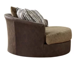 Alesbury Brown Faux Leather Oversize Swivel Accent Chair 8 Alesbury Brown Faux Leather Oversize Swivel Accent Chair -Deco Haven Shop 810612255 4