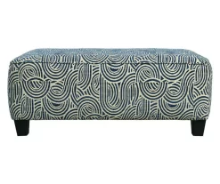 Trendle Blue & Tan Oversize Accent Ottoman -Deco Haven Shop 810612384 2