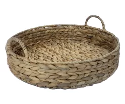 Brown Woven Round Water Hyacinth Decorative Tray, (16") -Deco Haven Shop 810612684 A3 3