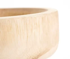 Homeward Turned Paulownia Wood Bowl With Pedestal -Deco Haven Shop 810615704 A8 1