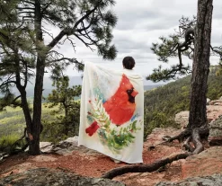 White & Red Cardinal Raschel Throw, (50" X 60") -Deco Haven Shop 810616266 B0 4