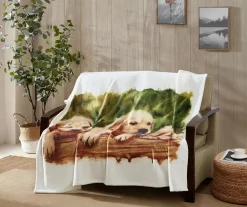Brown Puppy Love Fleece Raschel Throw, (50" X 60") -Deco Haven Shop 810616379 B0 4