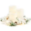 Frosted Pine 3-Piece LED Pillar Candle Centerpiece With Pine & Berry Ring