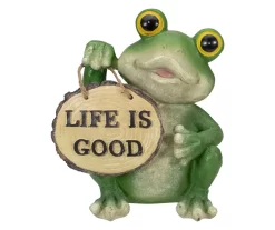 9" Green 'Life Is Good' Frog Statue