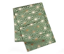 Festive Gathering Green & Gold Geometric Velvet Table Runner