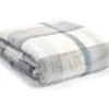 Gray & White Plaid Faux Fur Throw, (50" X 60")