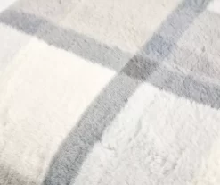 Gray & White Plaid Faux Fur Throw, (50" X 60") -Deco Haven Shop 810617511 A8 2