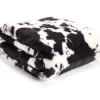 Black & White Cow Print Faux Fur Throw, (50" X 60")