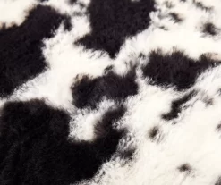 Black & White Cow Print Faux Fur Throw, (50" X 60") -Deco Haven Shop 810617525 A8 2
