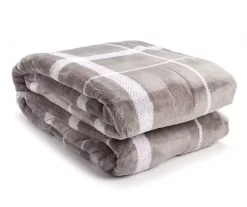 Gray & White Plaid Queen/King Velvet Plush Blanket