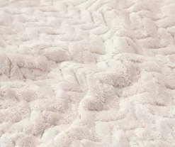 Whisper White Zigzag-Embossed Velvet Queen Blanket -Deco Haven Shop 810617573 A8 3