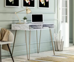 Novogratz Athena Faux Marble 2-Cubby Computer Desk -Deco Haven Shop 810618403 2