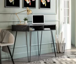 Novogratz Athena Faux Marble 2-Cubby Computer Desk -Deco Haven Shop 810618404 1
